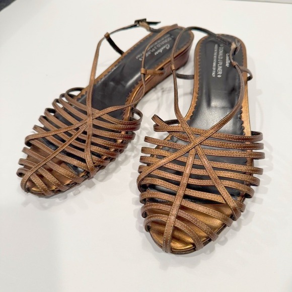 Donald J Pliner Shoes - Donald J Pliner Couture Italian Leather Women 9 Bronze Strappy Wedge Sandals